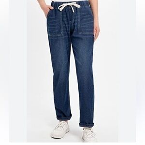J Crew Dark Blue Highrise Cropped Relax Fit Jean